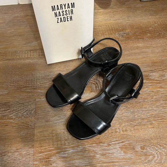 Maryam Nassir Zadeh Sophie Sandal Calf in Black Shine - Picture 1 of 7